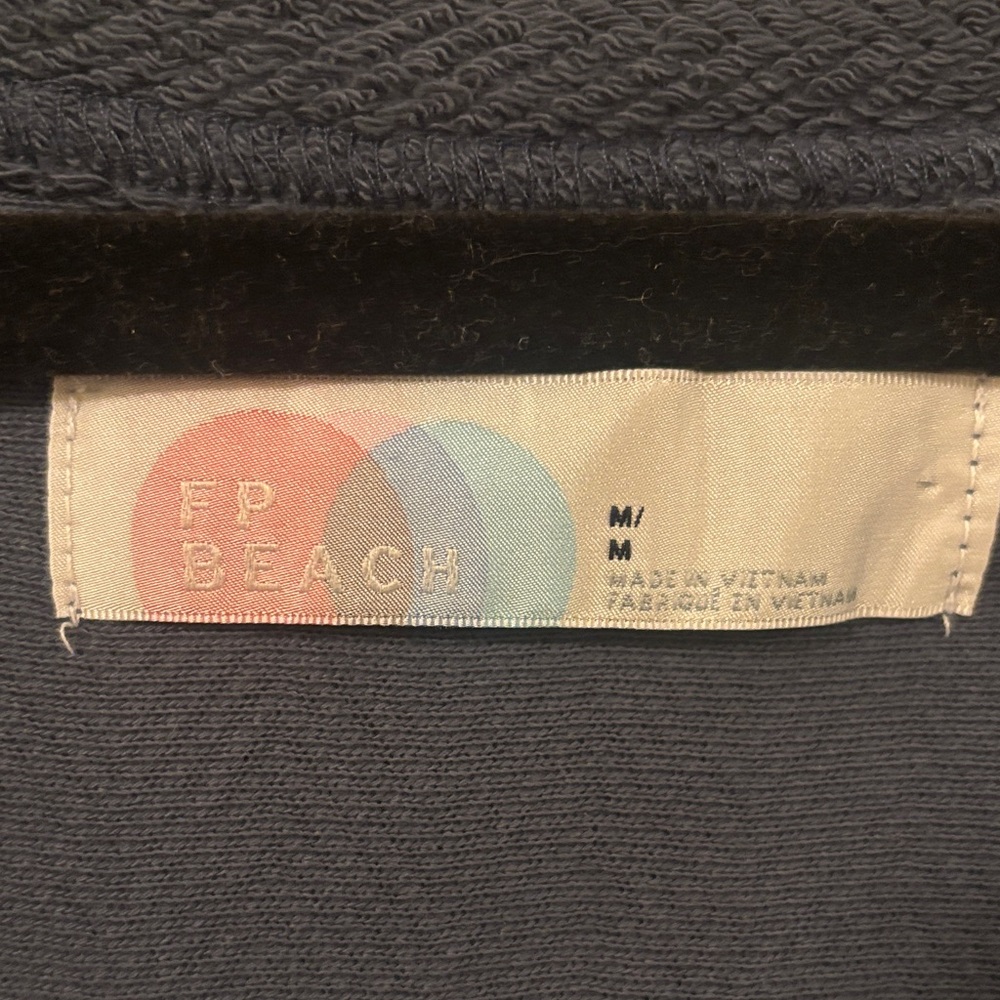 Free People Navy V-Neck Sweatshirt with Tie - Picture 3 of 7